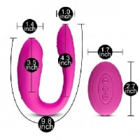 Clitoral & Couples Vibrator w/Sucking, 10 Function, Rechargeable, w/Remote Control PINK